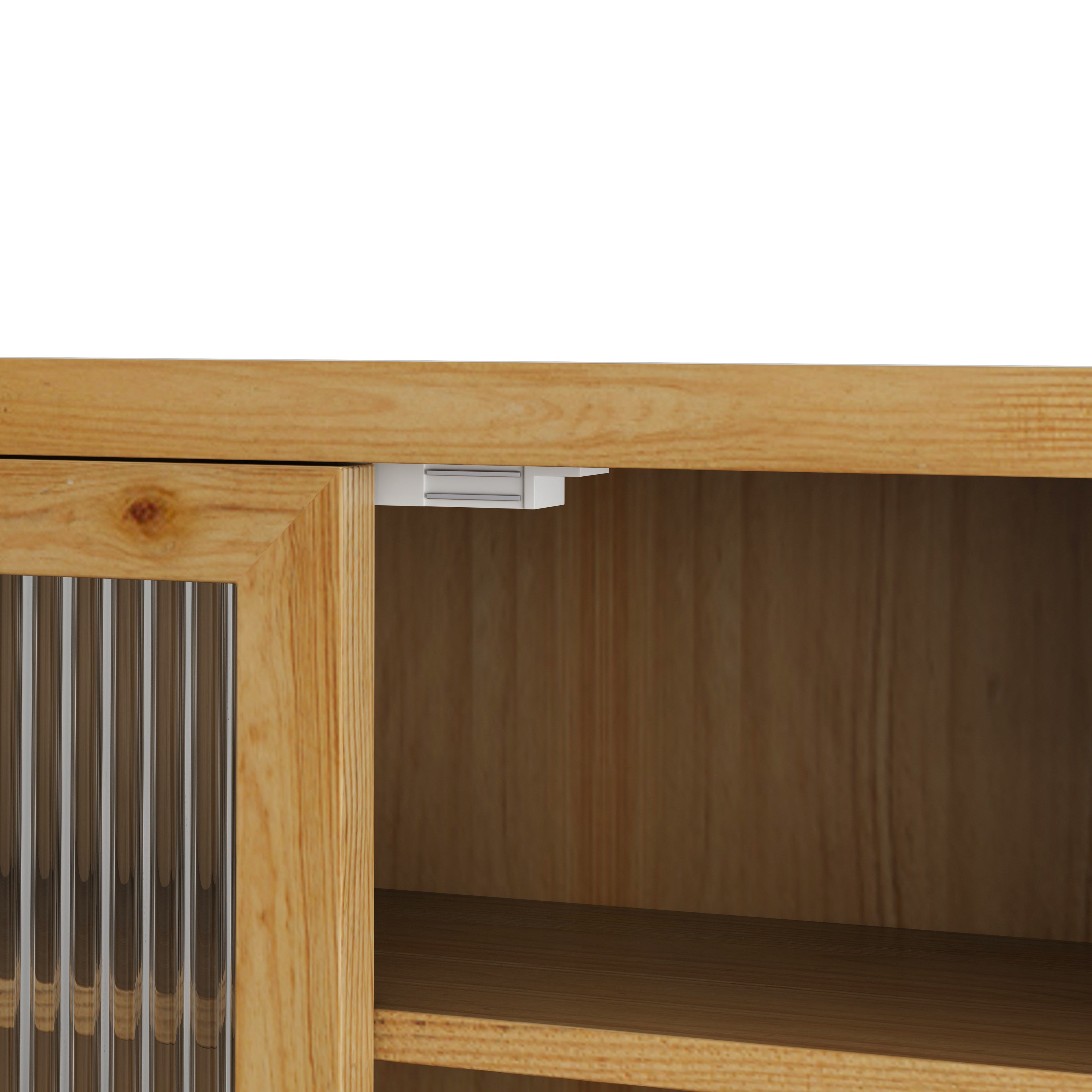 24.8 '' Glass door retro double door wall cabinet with three levels of storage space with towel rack, original wood color