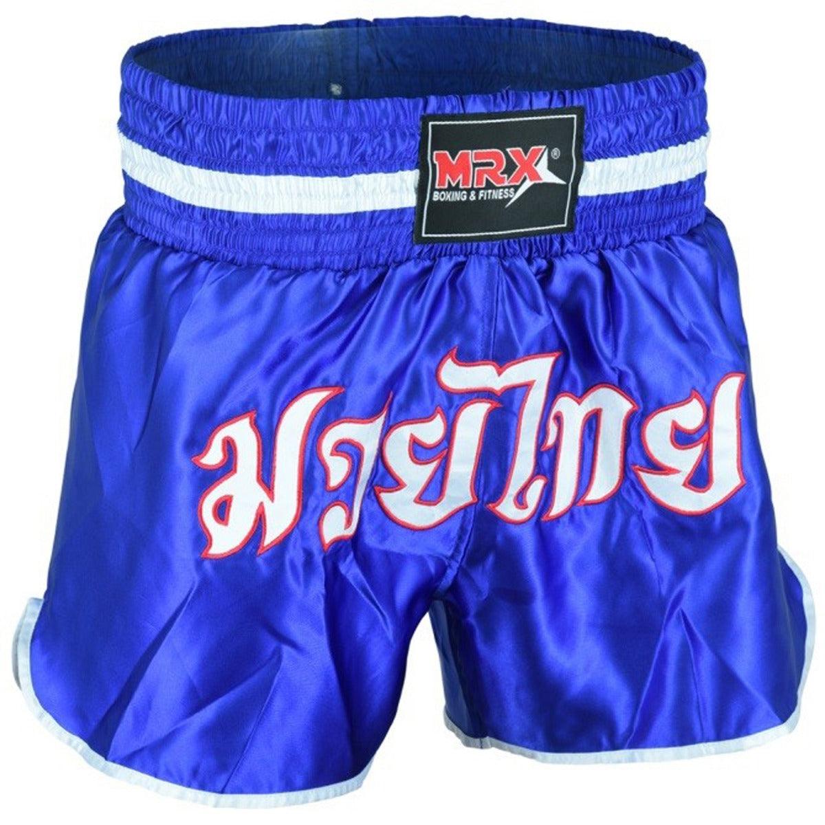 MRX Muay Thai Shorts Kickboxing Fighting Shorts for Men and Women Blue - White -1305