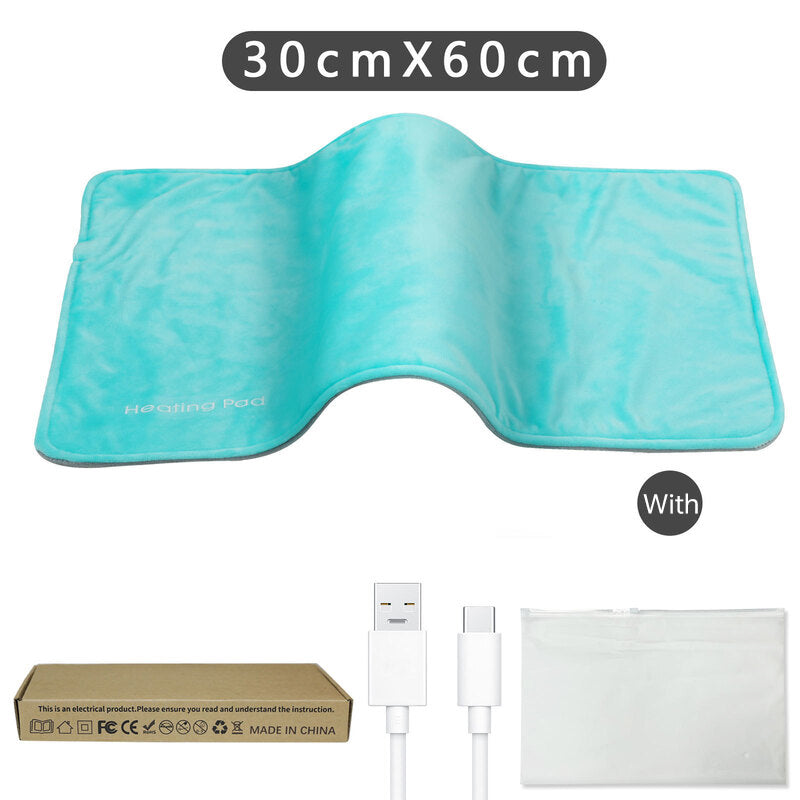 **5V USB grey heating pad (19.6x11.8") with 59" cable for cramps & back pain, works as mini heated blanket.**
