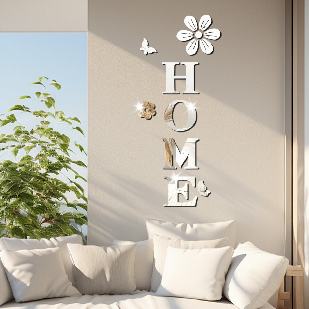 Acrylic mirror wall stickers flowers home decoration letters soft mirror self-adhesive wall stickers