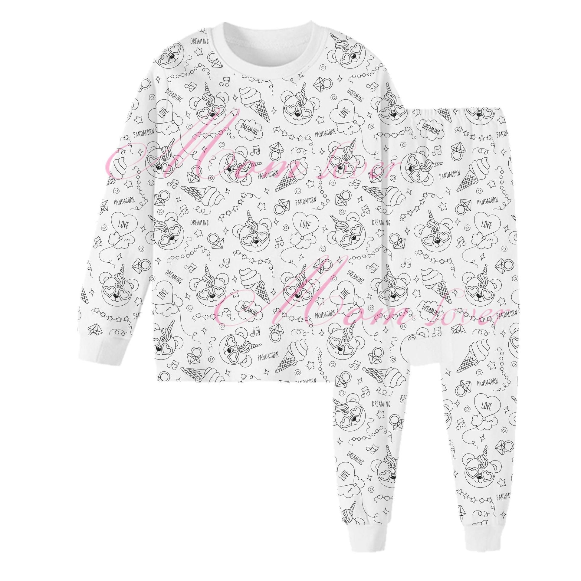 Children's graffiti pajamas DIY hand-painted colorable set for home decor coloring pajama sets