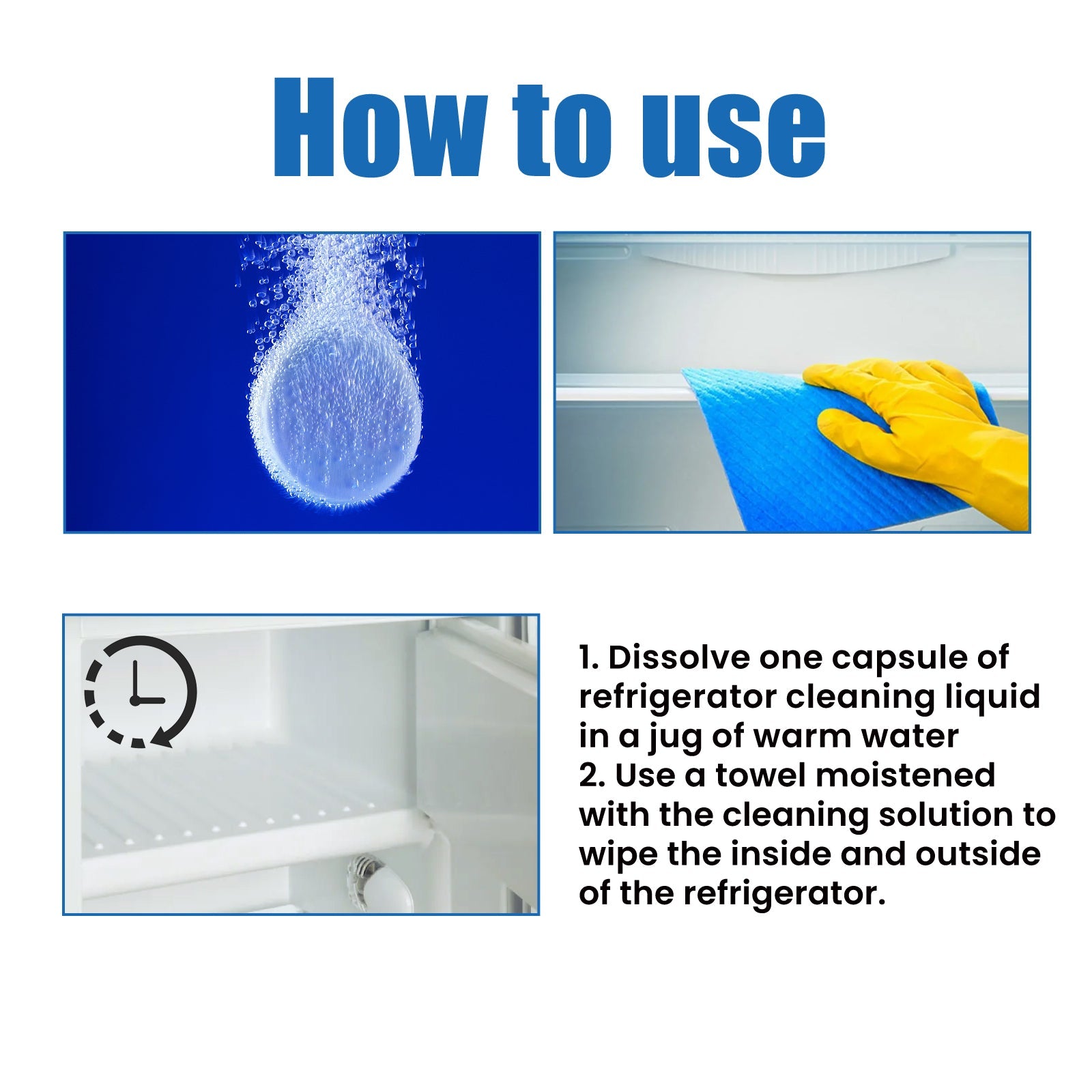 Refrigerator Cleaning Tablets, Refrigerator Freezer Deep Cleaning Descaling Go Dirt Odor Effervescent Tablets