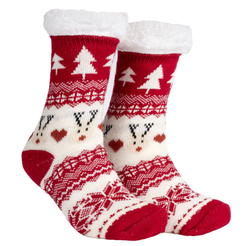 Christmas Floor Socks Indoor Home Sleep Winter Plush Thick Long Socks Women's Postpartum Socks Anti slip
