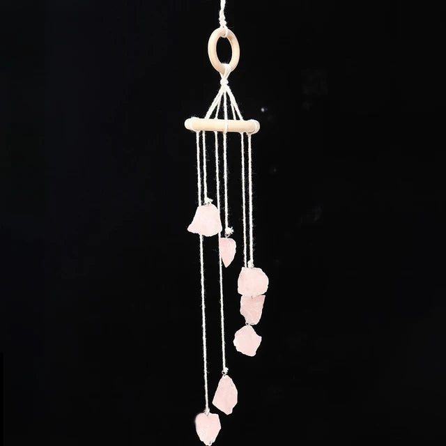 Natural crystal raw stone wind chime paper box set handmade DIY weaving home decoration car interior pendant