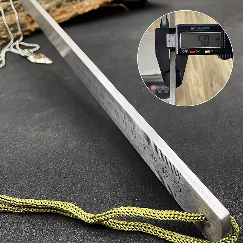 20 - Inch Dual - Scale Stainless Steel Ruler, thickened quenched steel, with random lanyard, great for drawing & measuring.
