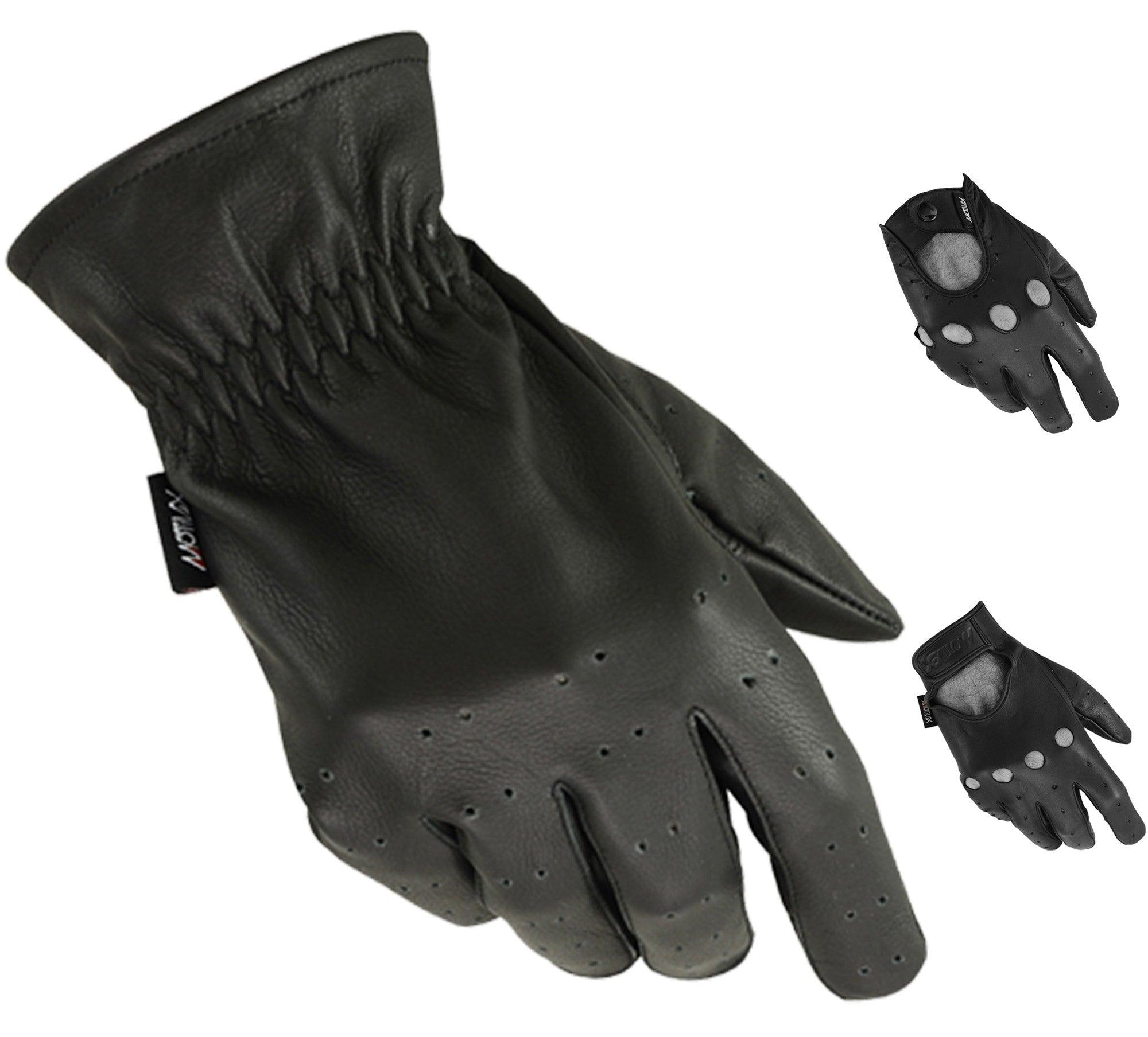 MRX Driving Gloves Basic Soft Outdoor Glove Goat Leather Full Finger, Black