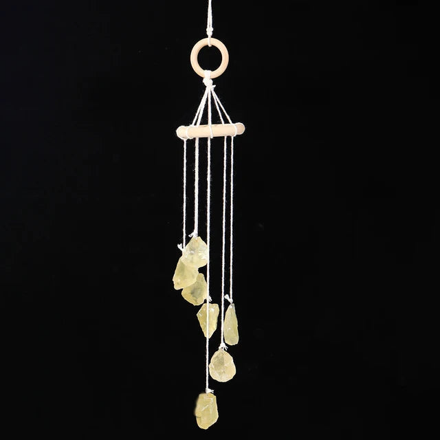 Natural crystal raw stone wind chime paper box set handmade DIY weaving home decoration car interior pendant