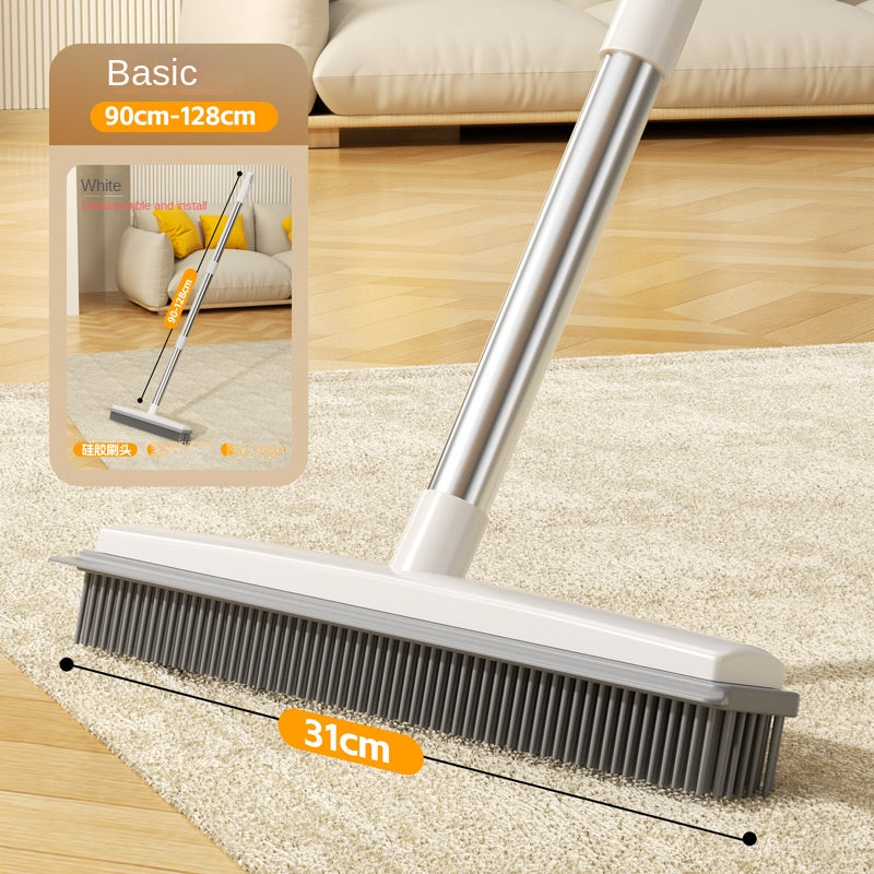Cleaning Brush Stainless Steel Silicone Floor Brush Water Scraping Brush Long Handle Magic Carpet Brush