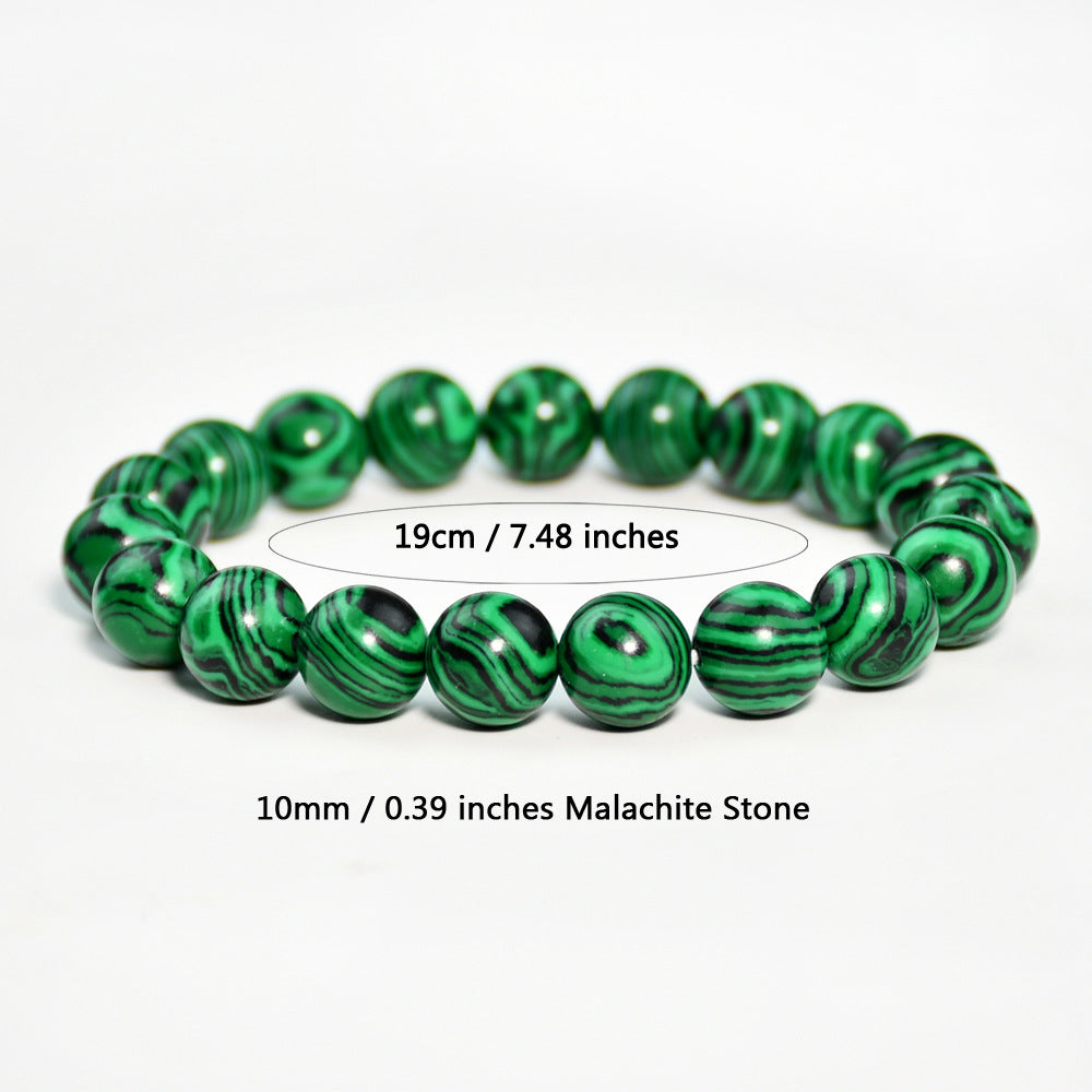 Vintage malachite beaded bracelet stacking style green bracelet men and women elastic jewelry