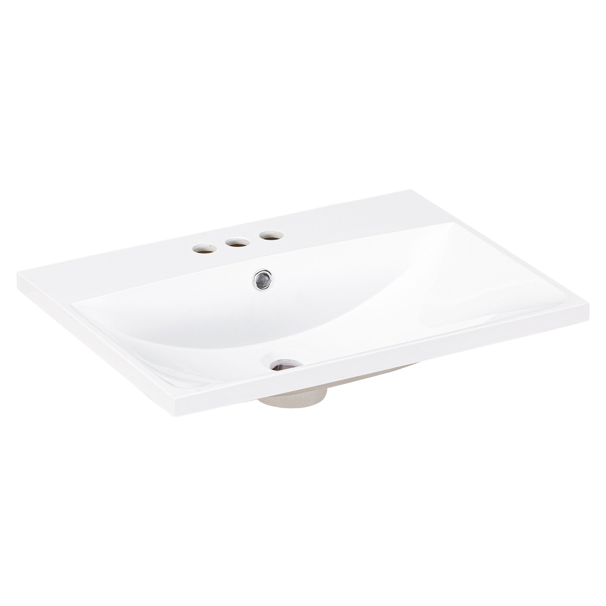 24" Bathroom Vanity Top Only White Basin 3-Faucet Holes 4" Faucet Available Ceramic