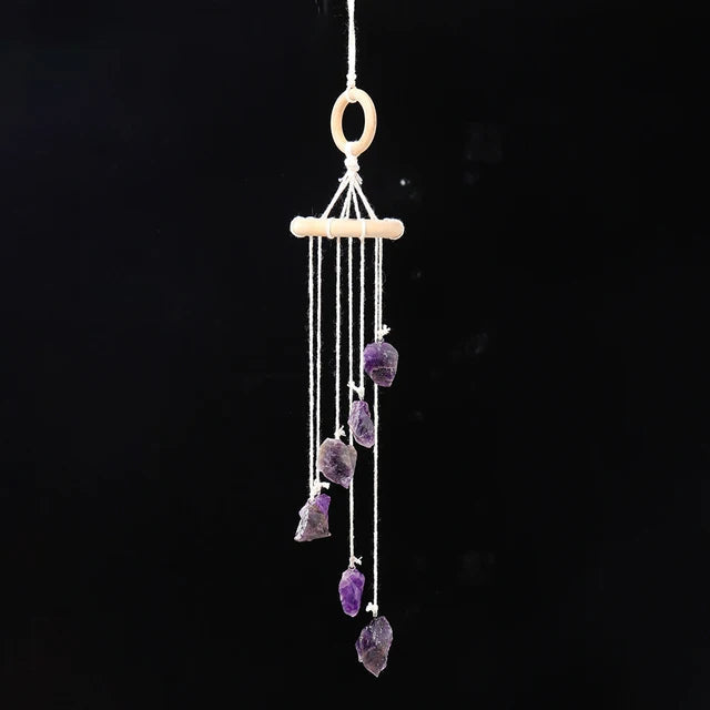 Natural crystal raw stone wind chime paper box set handmade DIY weaving home decoration car interior pendant