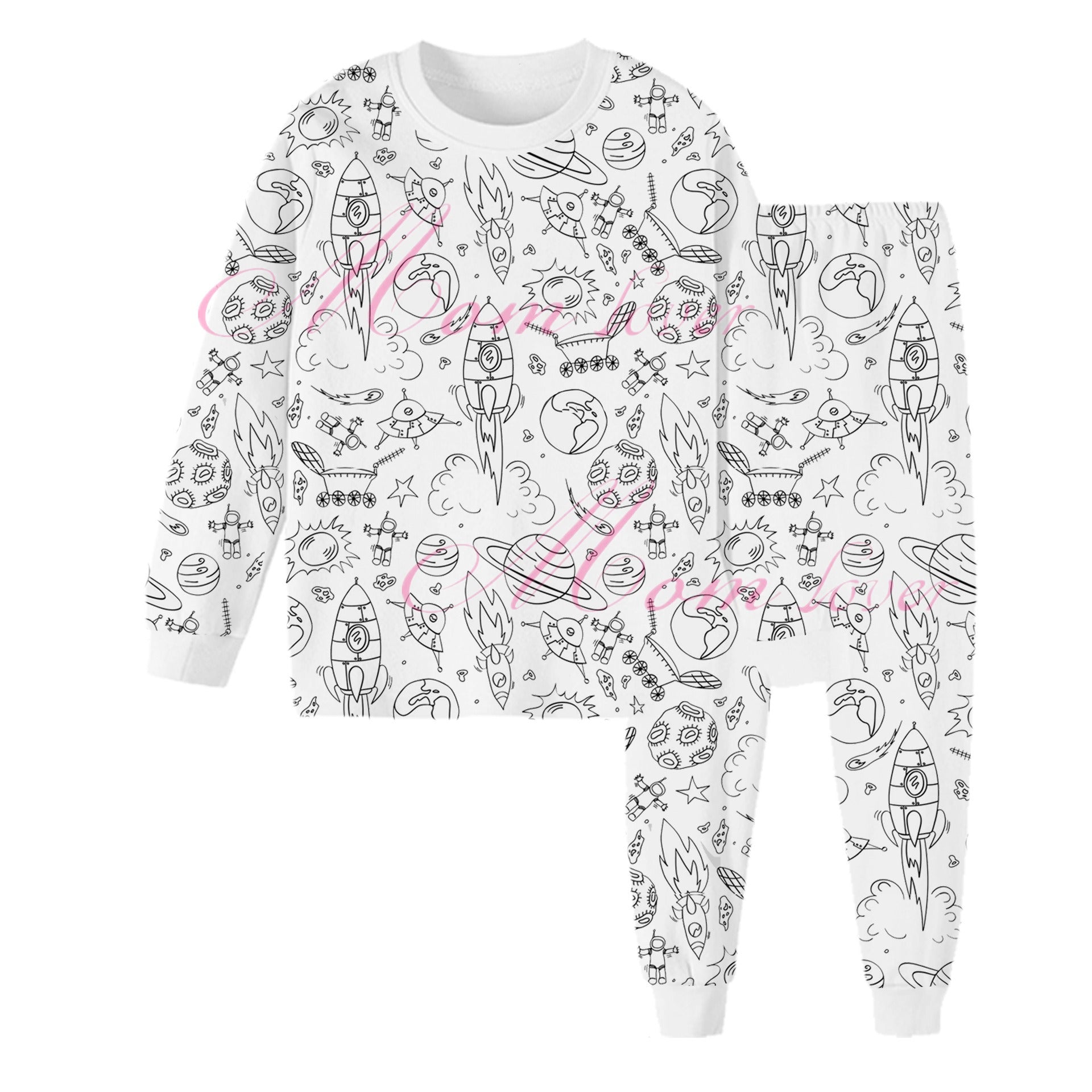 Children's graffiti pajamas DIY hand-painted colorable set for home decor coloring pajama sets