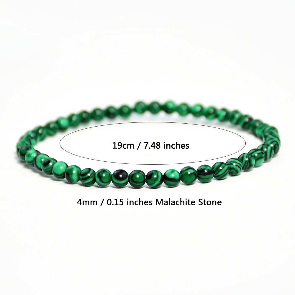 Vintage malachite beaded bracelet stacking style green bracelet men and women elastic jewelry