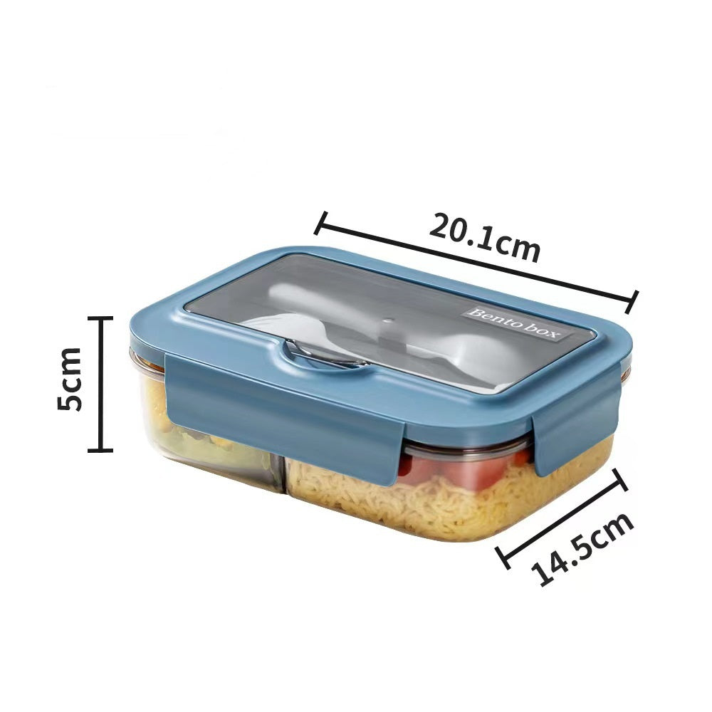 Japanese style microwaveable lunch box with compartments and cutlery