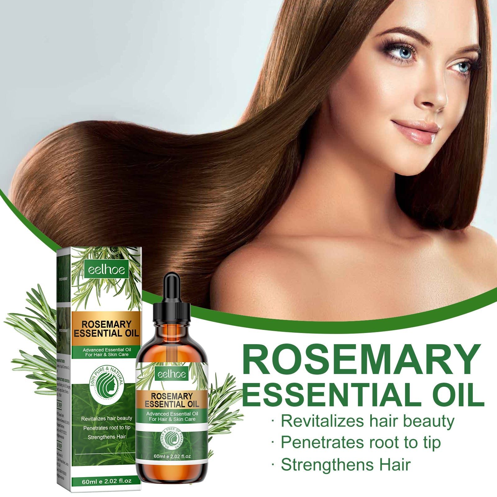 Rosemary Essential Oil Hydrates And Moisturizes Damaged Hair, Strengthens Hair And Softens Hair Care Essential Oil