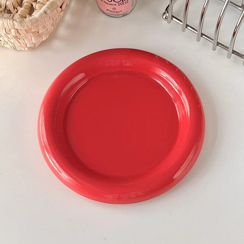 Ins - style Round Ceramic Food Plates. Thick - edged, creative Nordic tableware. Ideal for dessert, steak, pasta.