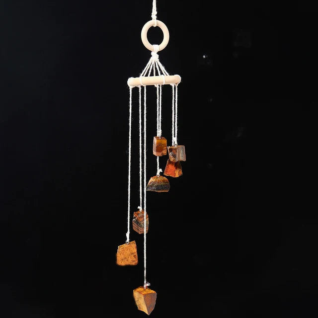 Natural crystal raw stone wind chime paper box set handmade DIY weaving home decoration car interior pendant