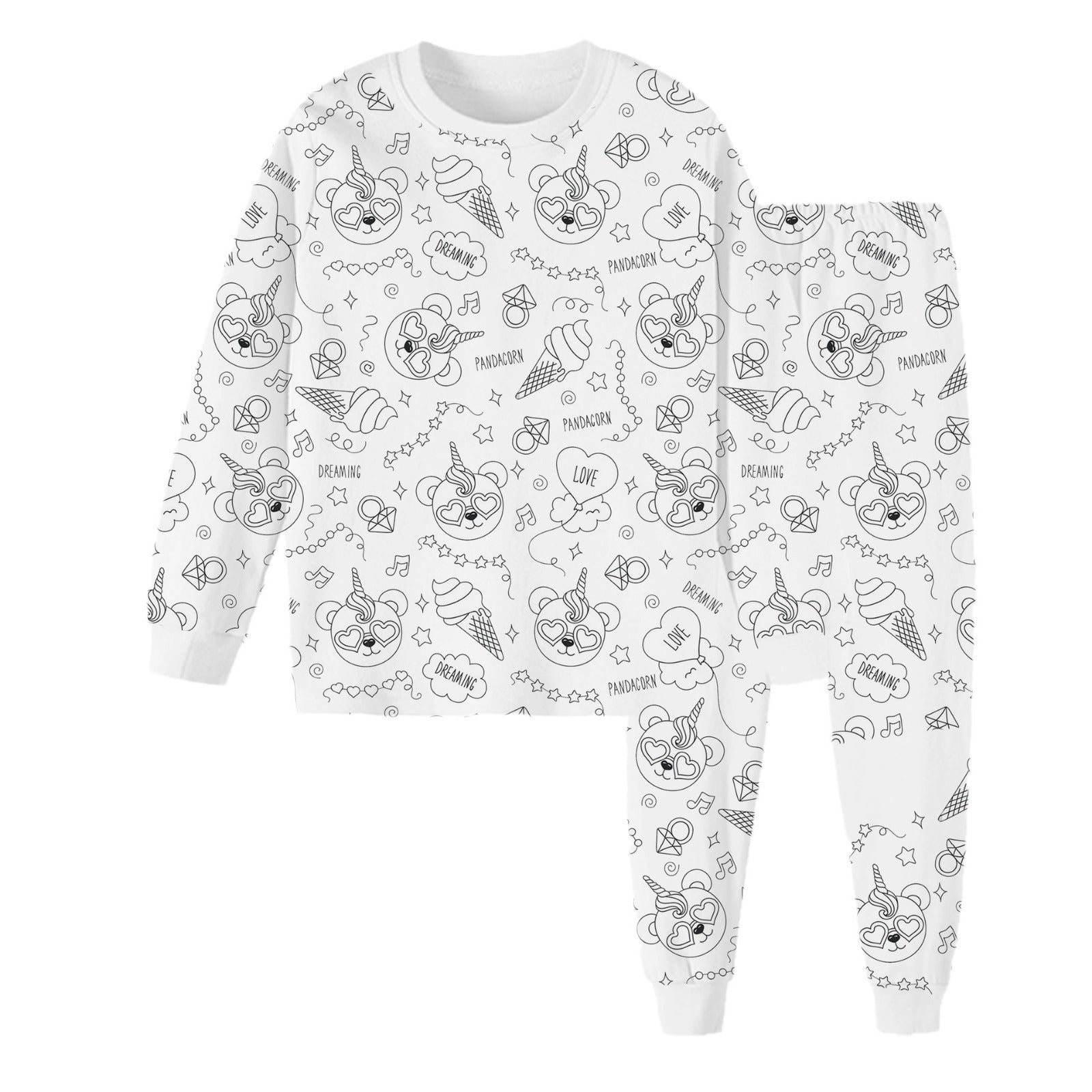Children's graffiti pajamas DIY hand-painted colorable set for home decor coloring pajama sets