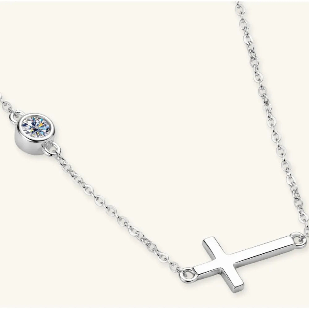 Cross 925 Sterling Silver Moissanite Necklace