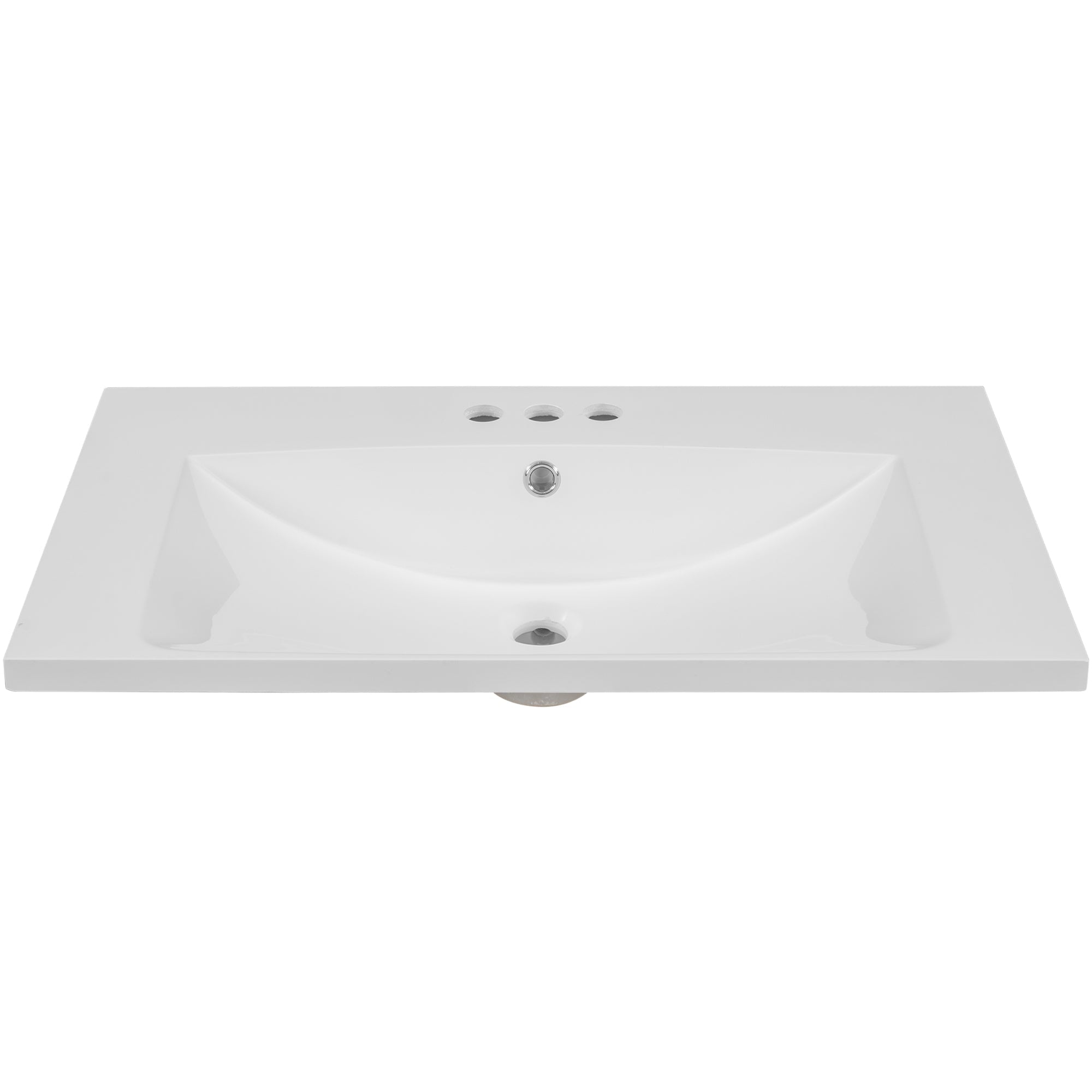 30" Single Bathroom Vanity Top with White Basin 3-Faucet Holes Ceramic White