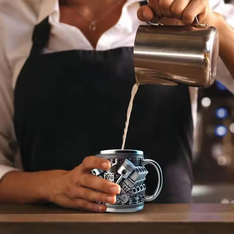 3D Engines - designed Stainless Steel Mug. Ideal for coffee/beer, a fun home & office drinking accessory.