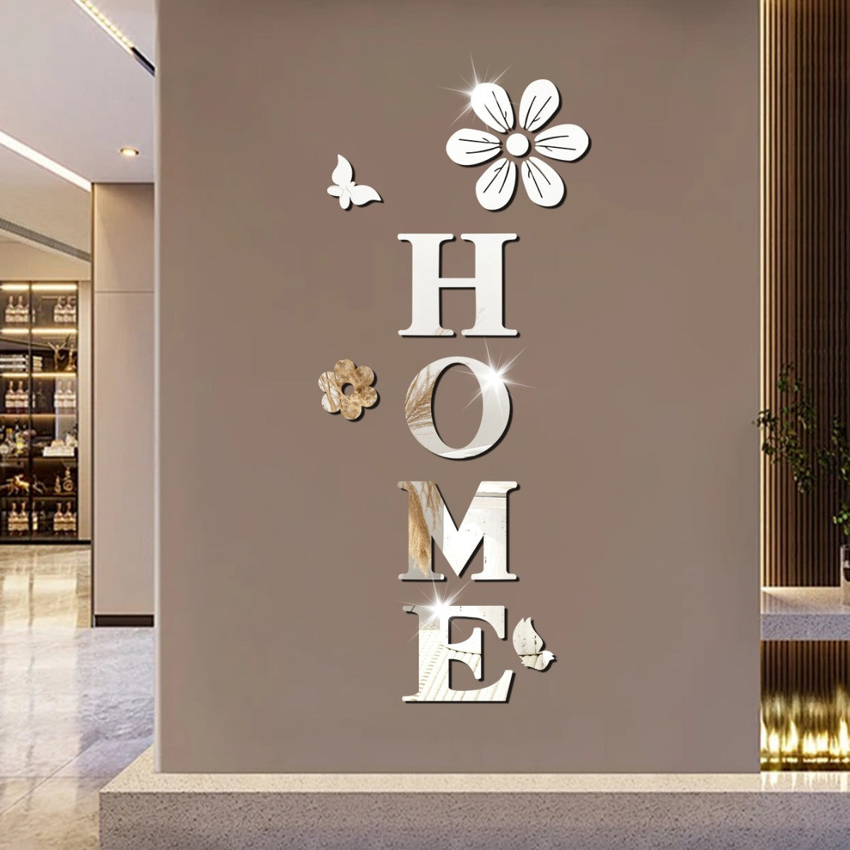 Acrylic mirror wall stickers flowers home decoration letters soft mirror self-adhesive wall stickers