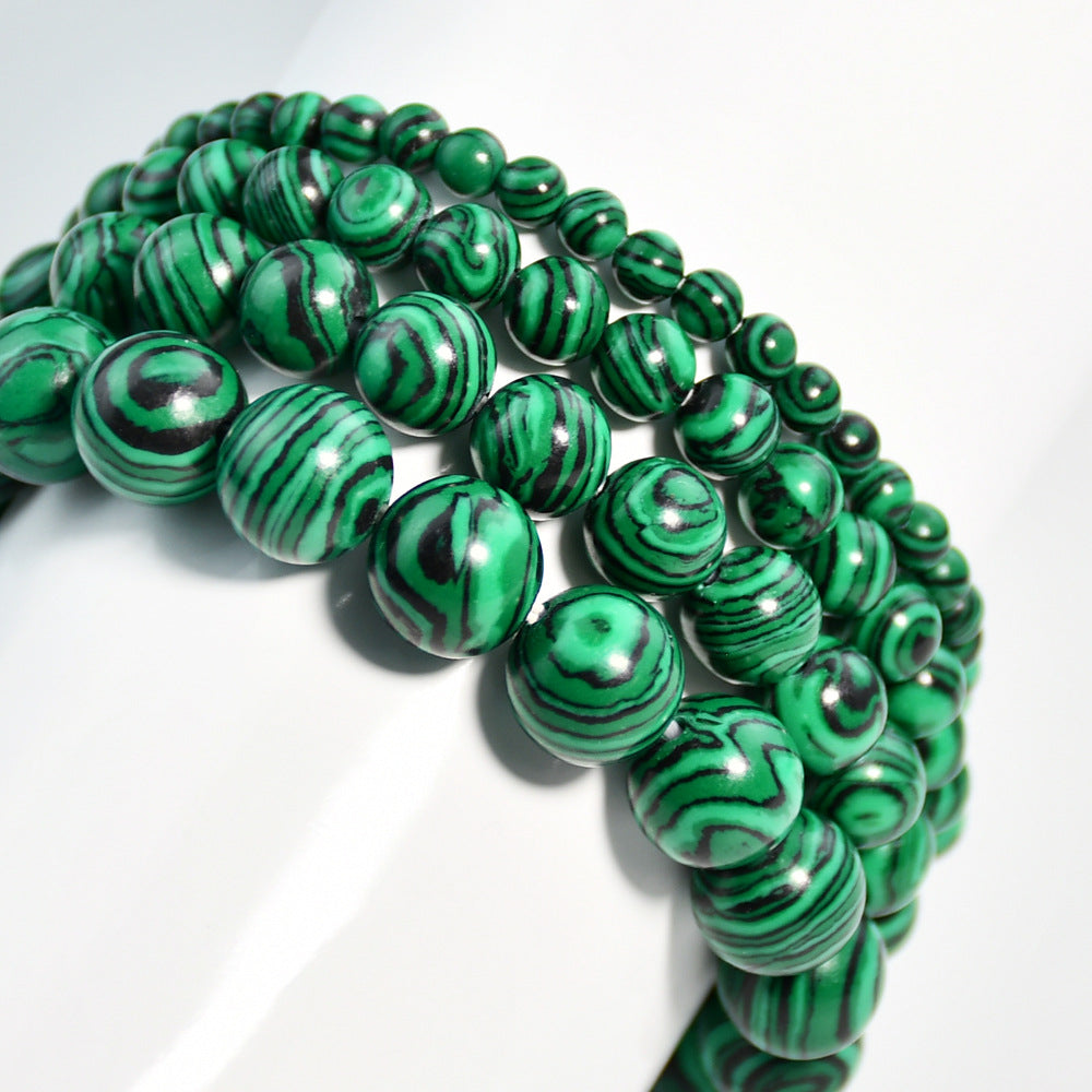 Vintage malachite beaded bracelet stacking style green bracelet men and women elastic jewelry