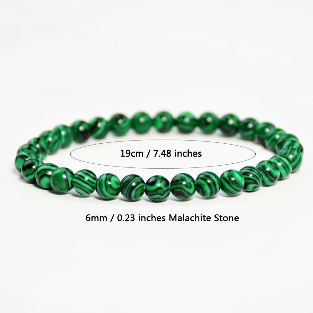 Vintage malachite beaded bracelet stacking style green bracelet men and women elastic jewelry