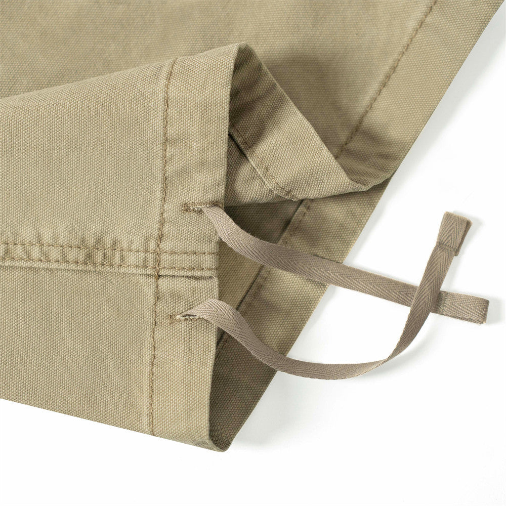 Workwear Straight Leg Long Pants Men's Vibe American Style Pleated Design Irregular Pocket Drawstring Loose Casual Trousers