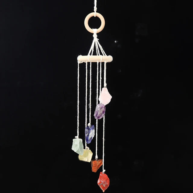 Natural crystal raw stone wind chime paper box set handmade DIY weaving home decoration car interior pendant