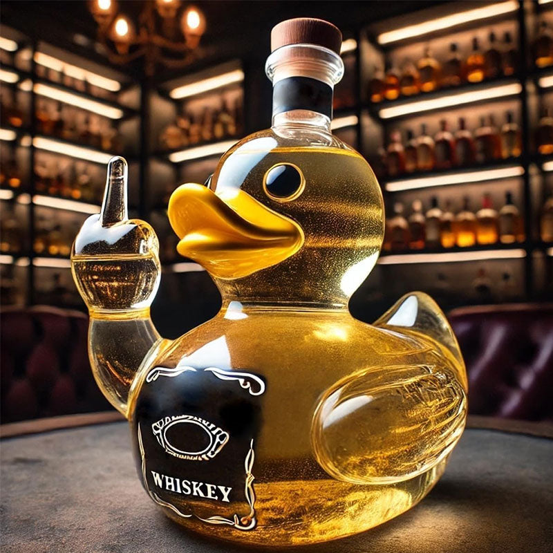 10 Oz Middle Finger Duck Bottle - Funny Whiskey Duck Decanter. Great Prank Decoration for Bar, Office or Home