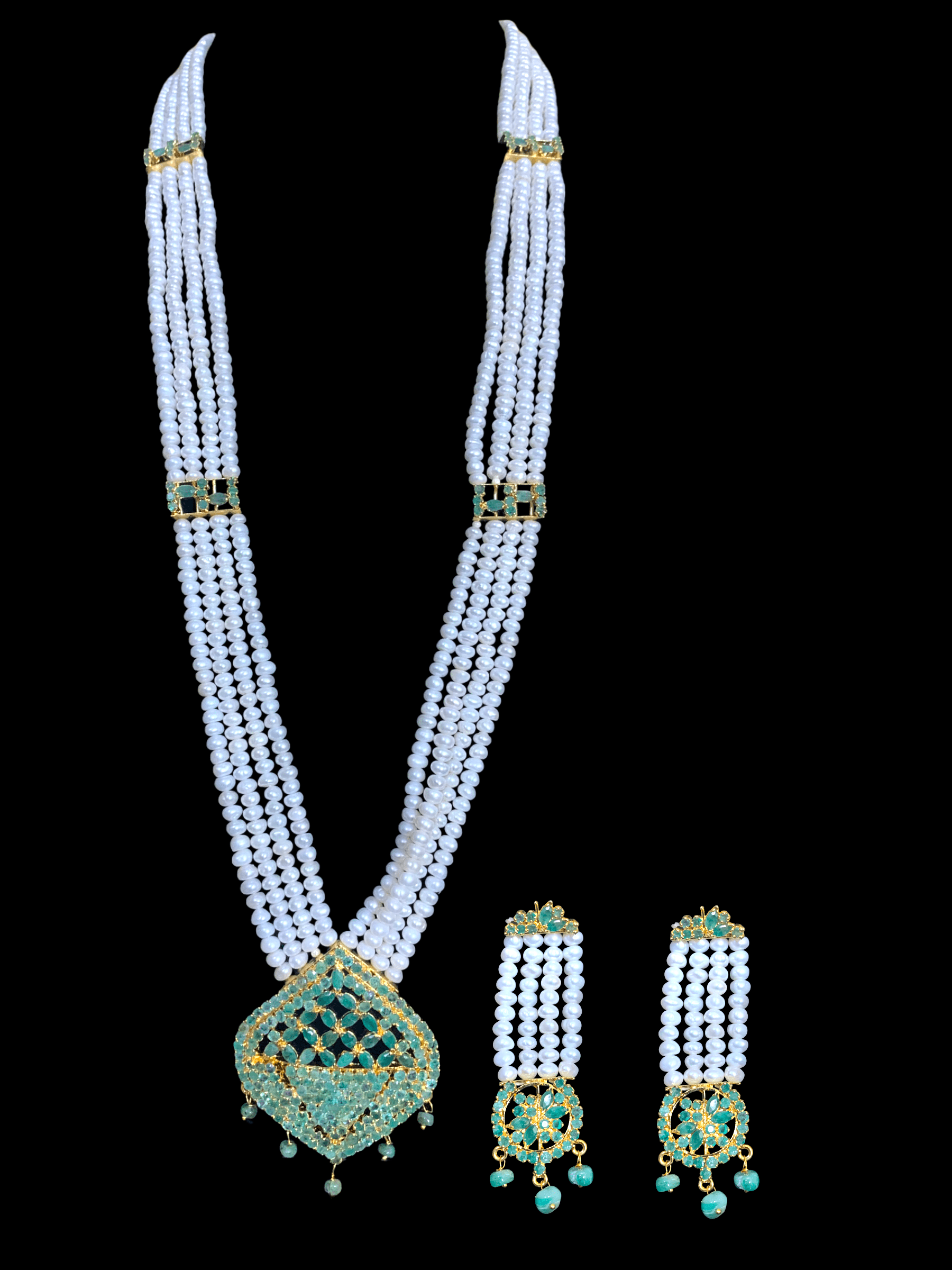 LN121 Fresh water pearl and emerald stone Rani haar ( READY TO SHIP )