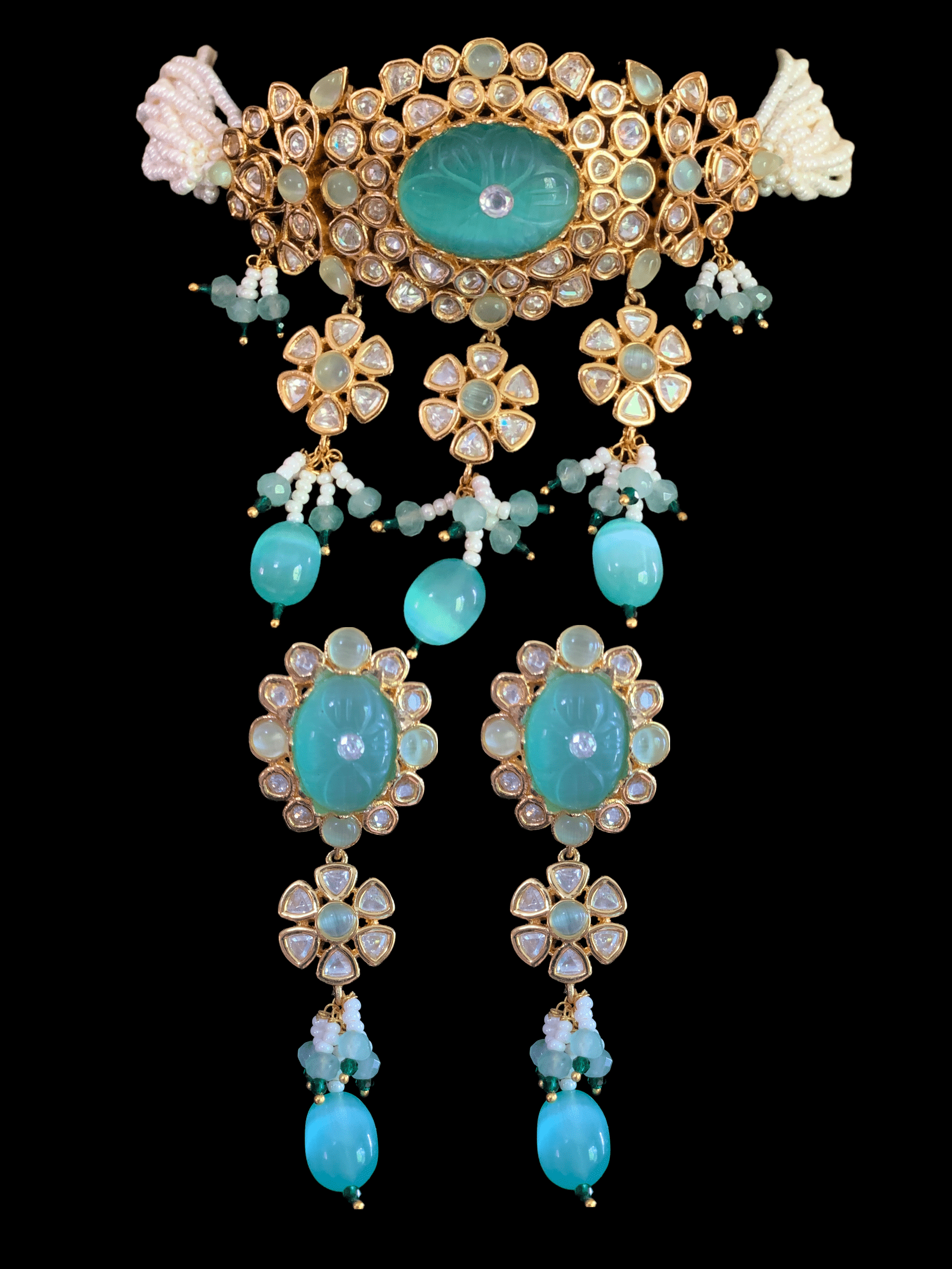 C106 cz polki choker in mint ( READY TO SHIP )