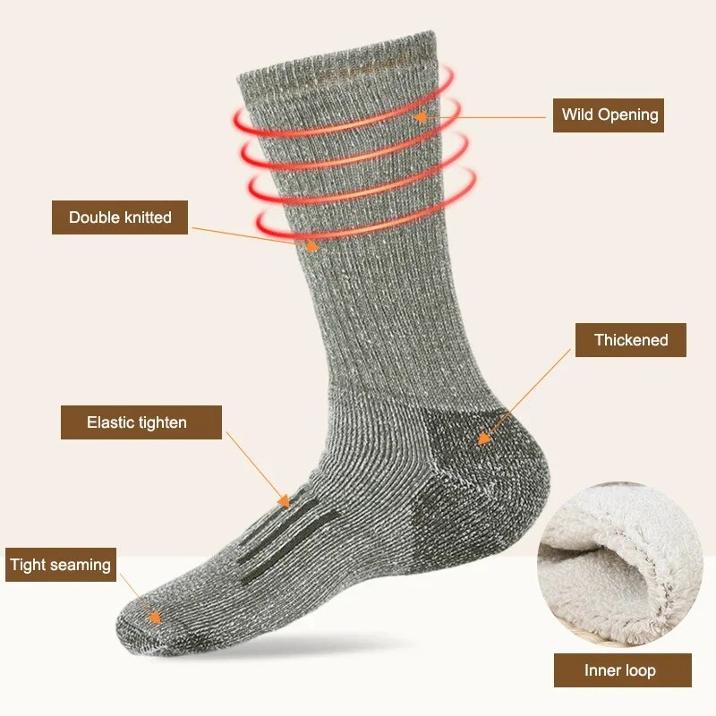 Merino wool socks hiking socks thickened warm anti slip breathable sports socks outdoor long socks for men and women