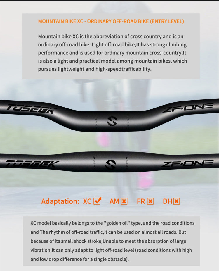 TOSEEK Carbon Fiber MTB Handlebar, 31.8mm, One-piece, Swallow-shaped - Ideal for Mountain Bikes