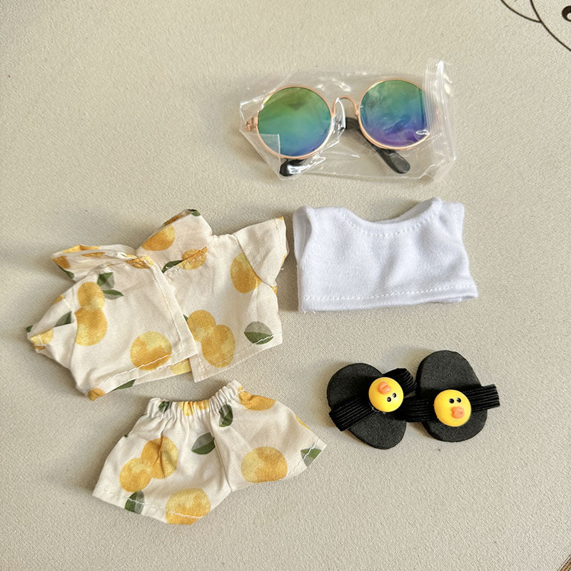 Only clothes/Labubu clothes pendant Labubu sitting party clothes beach glasses set
