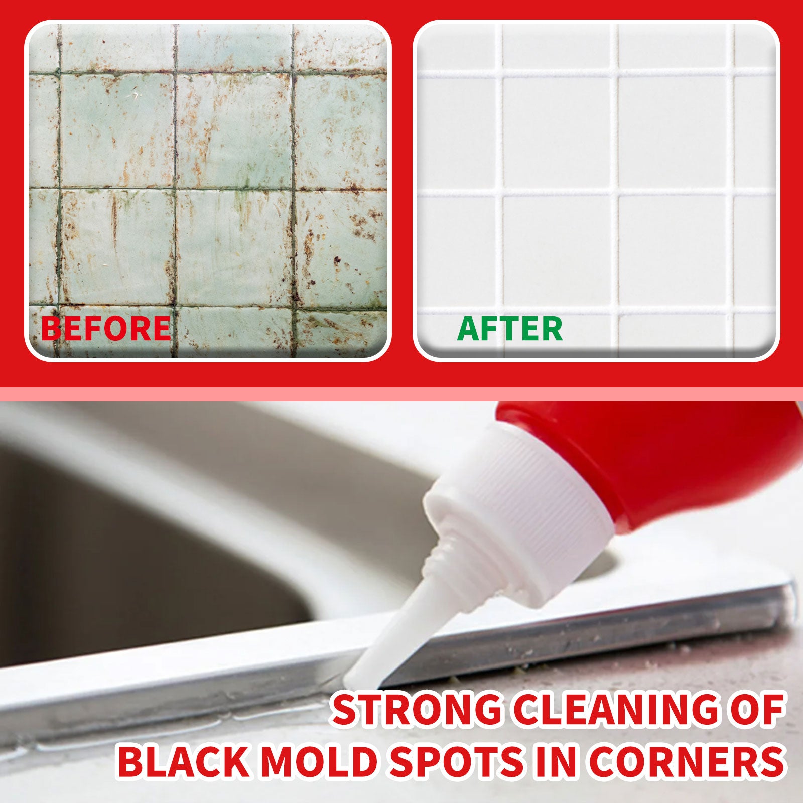 Mildew Remover Gel, Powerful Mildew Remover For Household Bathroom Wall Tile Floor Stain Cleaner