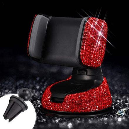 3 in 1 360 Degree Car Phone Holder for Car Dashboard Auto Windows and Air Vent with DIY Crystal Diamond Type for BMW for Toyota