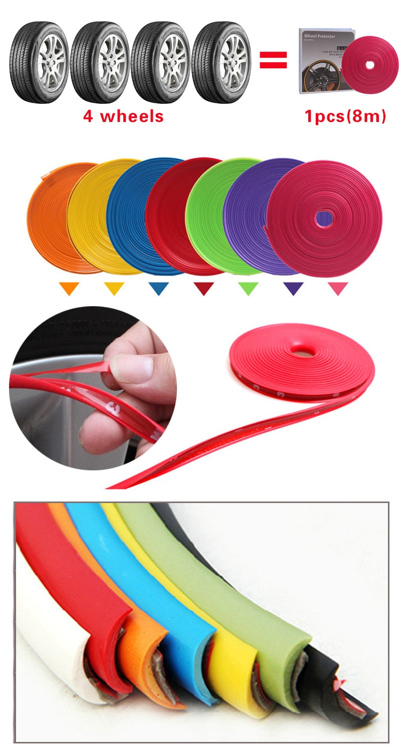 8M/Roll Car Styling Wheel Rims Protector Decor Strip Rubber Moulding Trim IPA Rimblades Car Vehicle Color Tire Guard Line