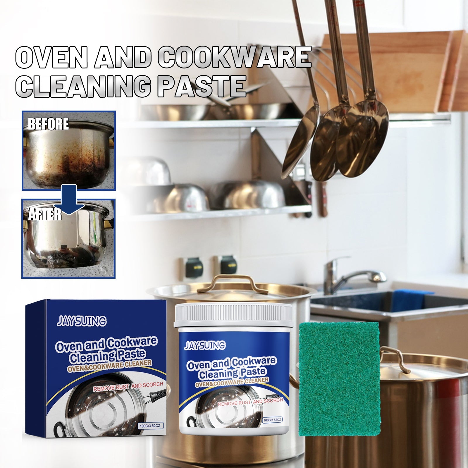 Stainless Steel Cleaning Paste Kitchen Utensils Multi-Purpose Decontaminating Refurbished Polished Rust Removal Household Cleaning Tool