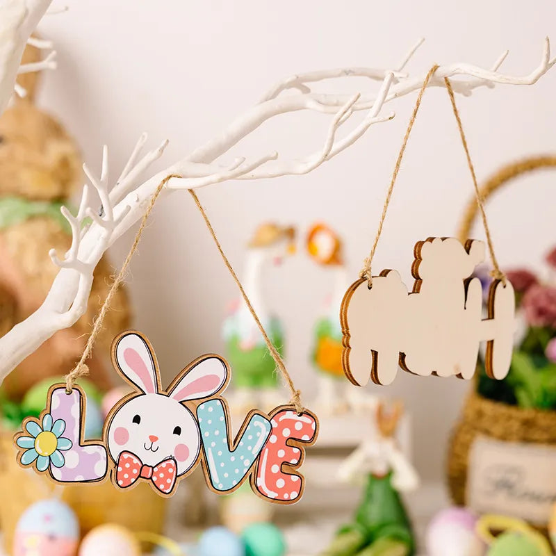 Easter Decoration Supplies Easter Letter Pendant Colorful Rabbit Pendant Colorful Letter Pendant