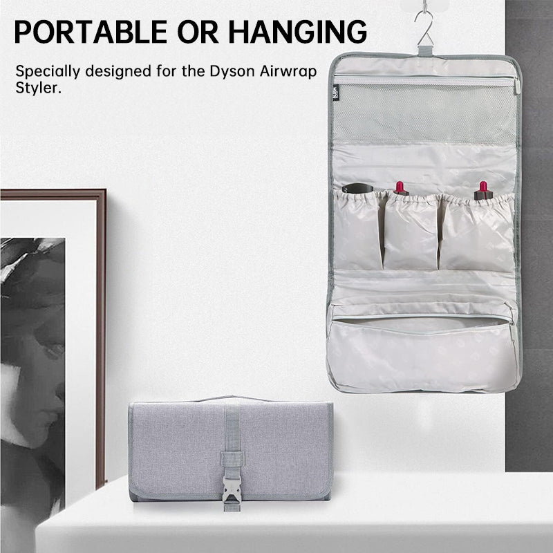 Large - capacity dustproof travel bag for Dyson Pre - Styling Dryer, fits curling barrels.