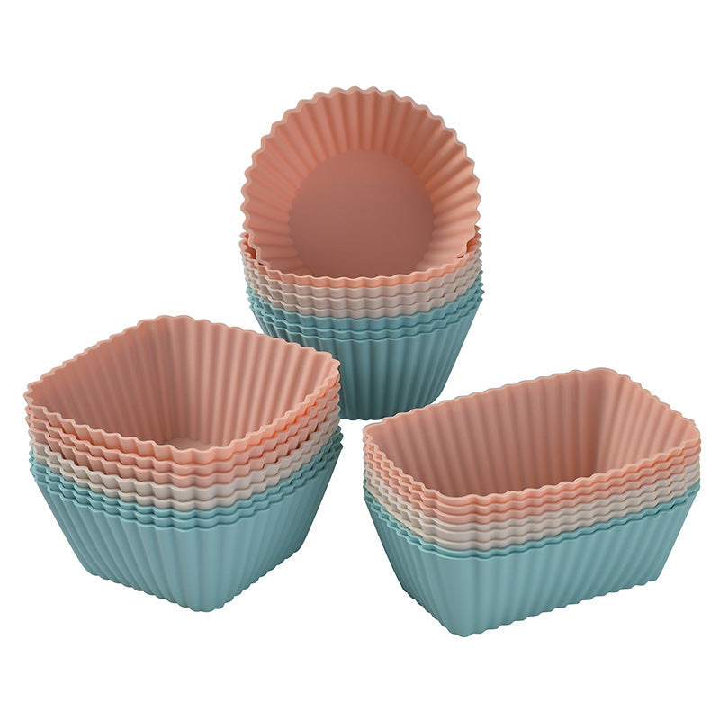 Silicone Muffin Cup Baking Square Round Square Thick Cake Mold Set cupcake