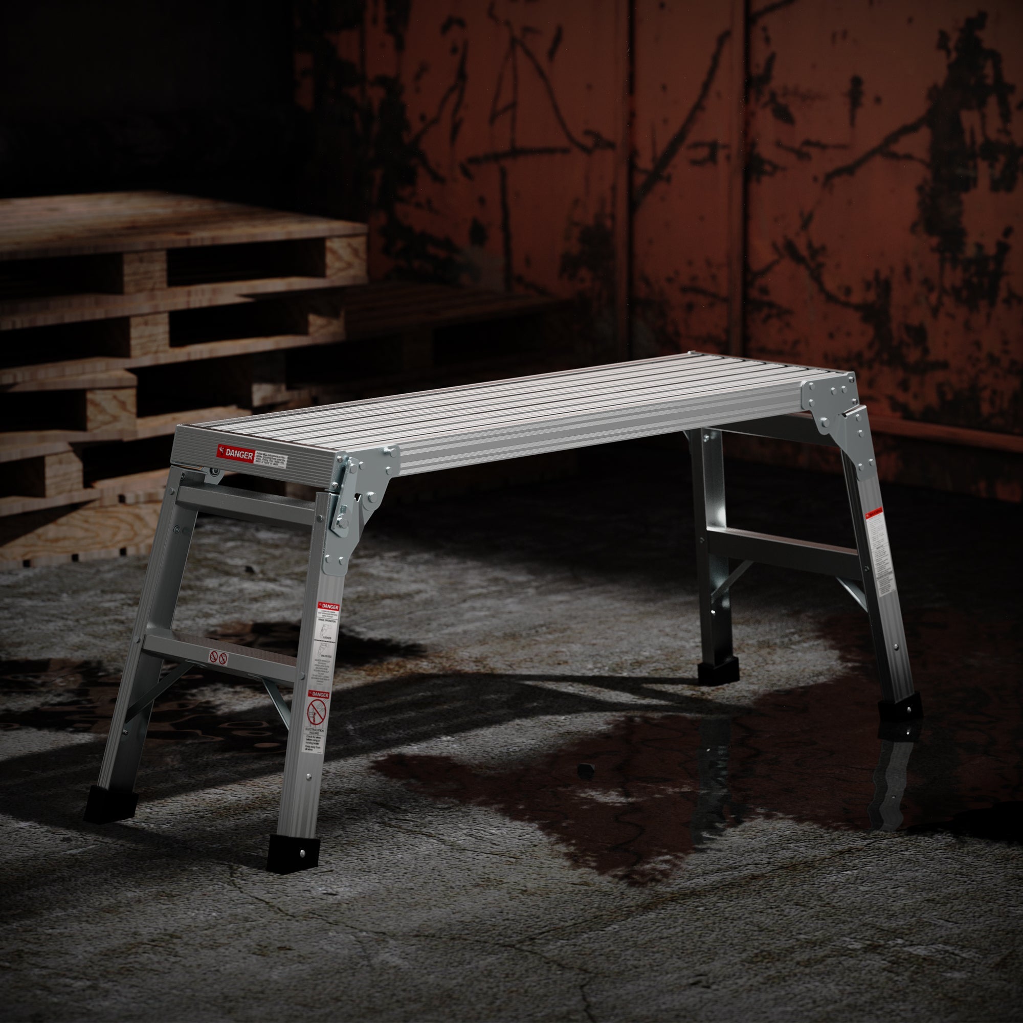 Work Platform Aluminum Portable Bench Folding Ladder ANSI Capacity 225 LBS 40"