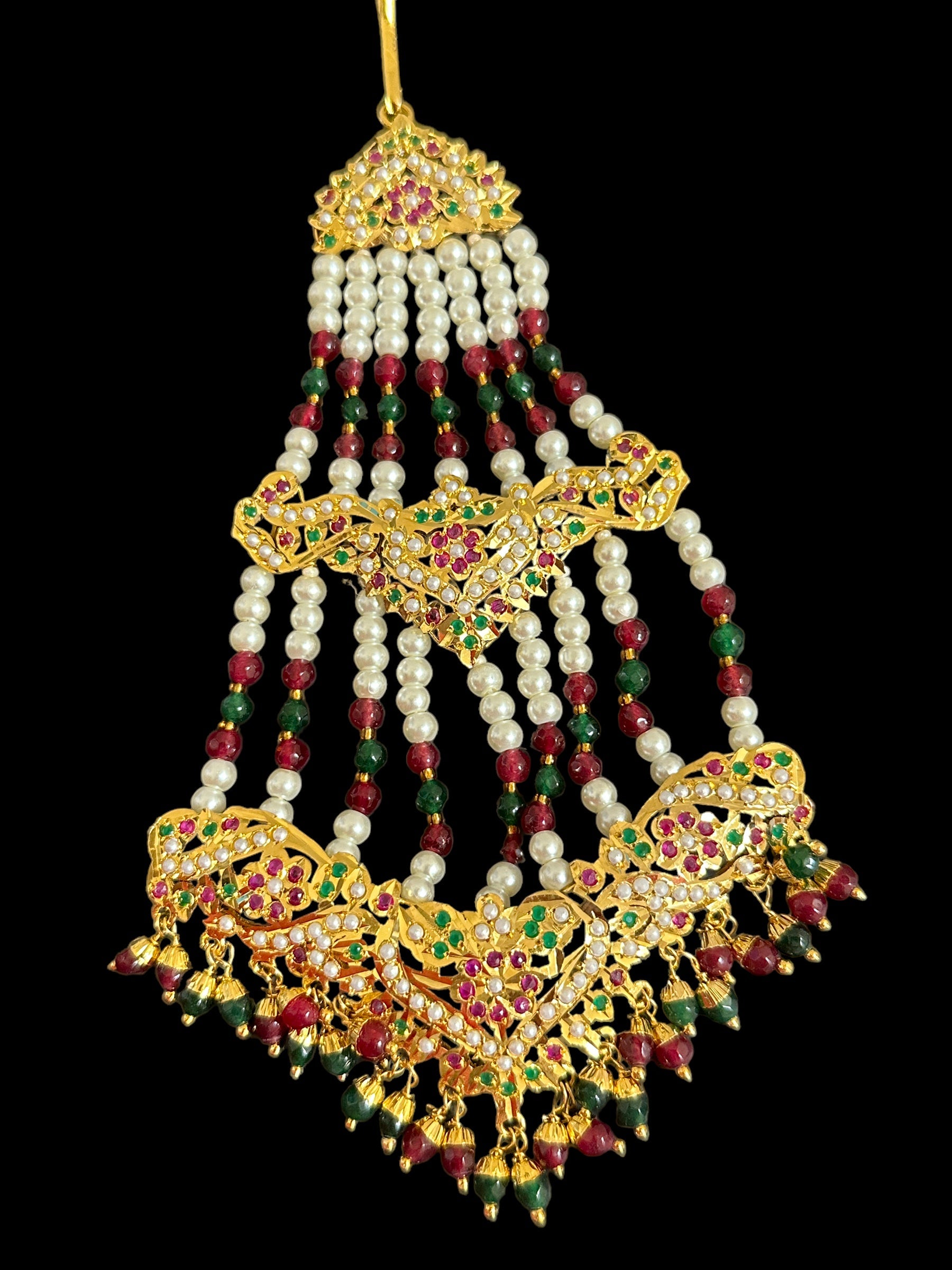 DJHR104 ASMITA jhoomar in ruby emerald    ( READY TO SHIP)