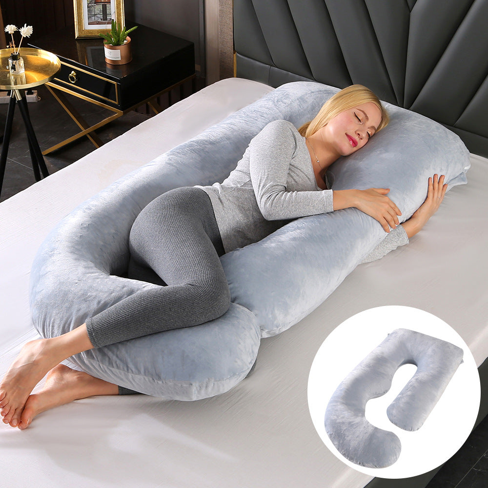 Pregnant women's pillow waist protection side sleeping slope pillow J-shaped pregnancy sleeping pillow