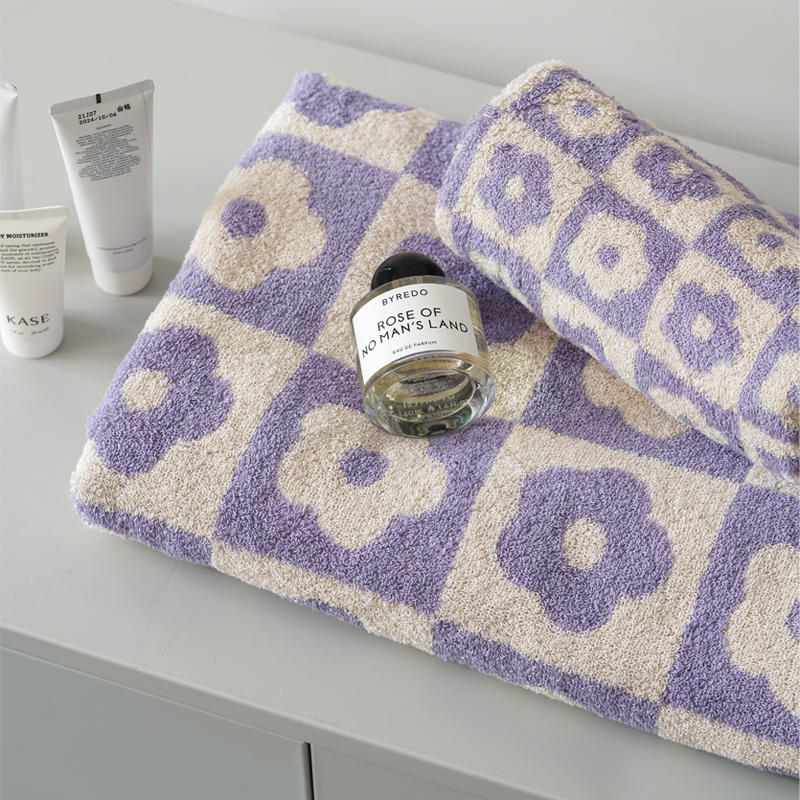Plaid Series Towel Bath Towel Cherry Blossom Absorbent Facial Towel