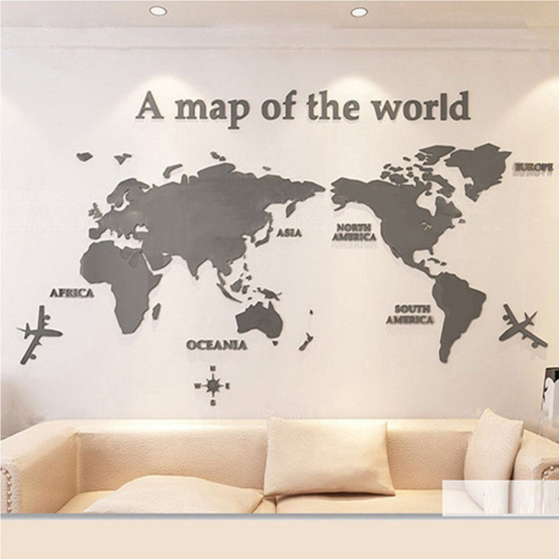 Creative Home Background Wall Stickers Acrylic 3D Wall Stickers Living Room TV Background M70- Map
