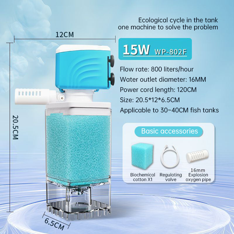 Multifunctional Aquarium Sponge Filter: Water Purifier, Pump, Wave Maker, with Suction Cup & Air Pump