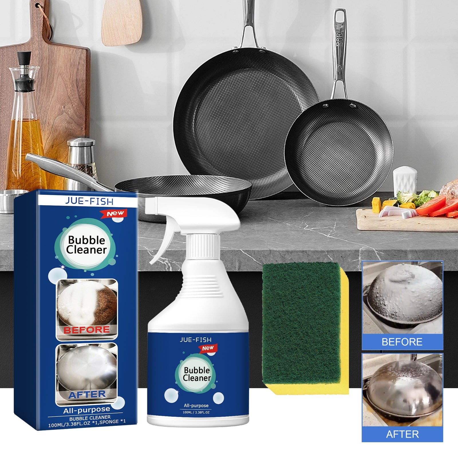 Bubble Cleaner, Range Hood Stove Exhaust Pipe Wall Kitchen Utensils Oil Cleaning Agent
